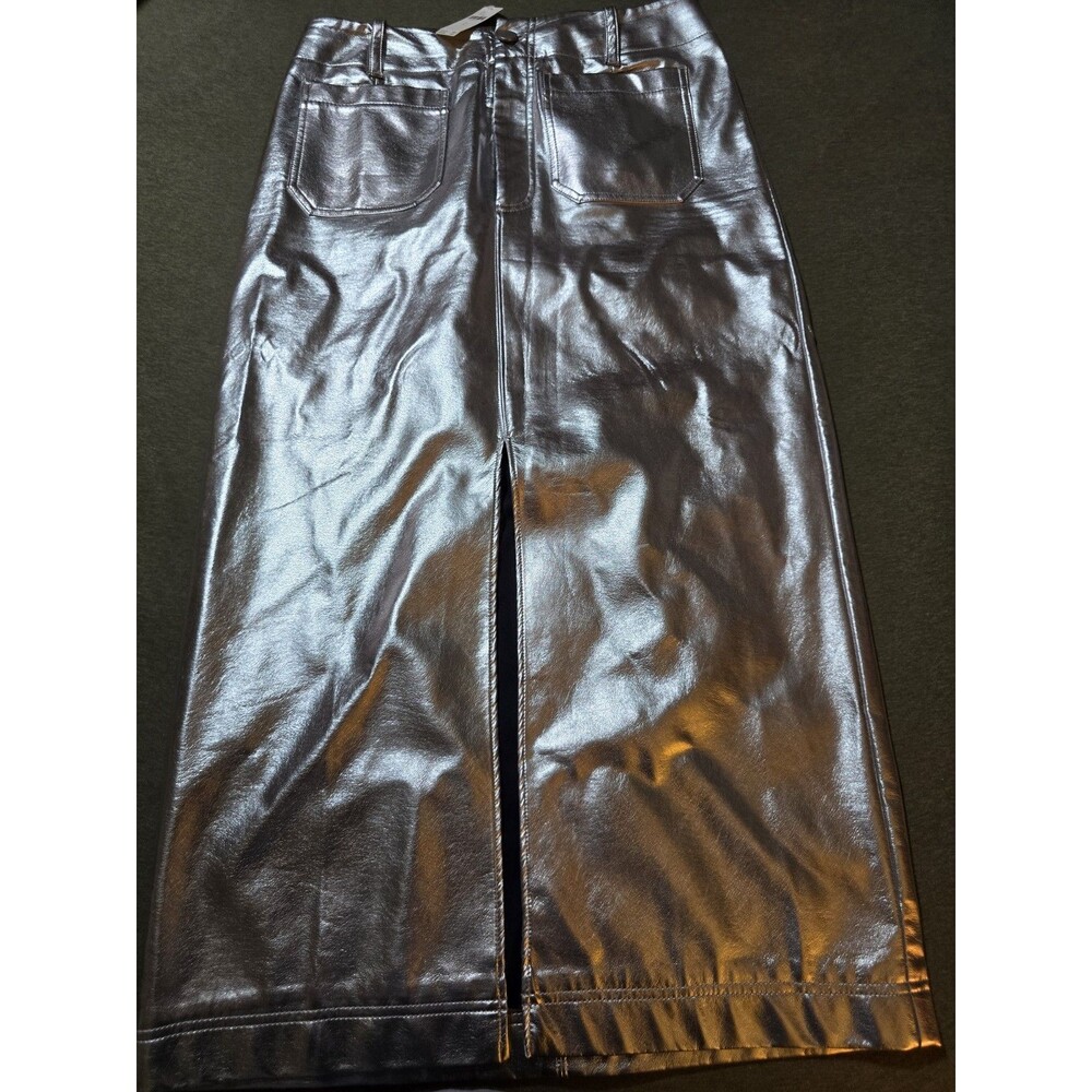NWT Colette Metallic Maxi Skirt by Maeve Sold Out $138 Msrp Futuristic Flashy Lg
